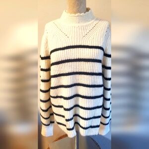 Black And White Stripe most Neck Sweater Sz L